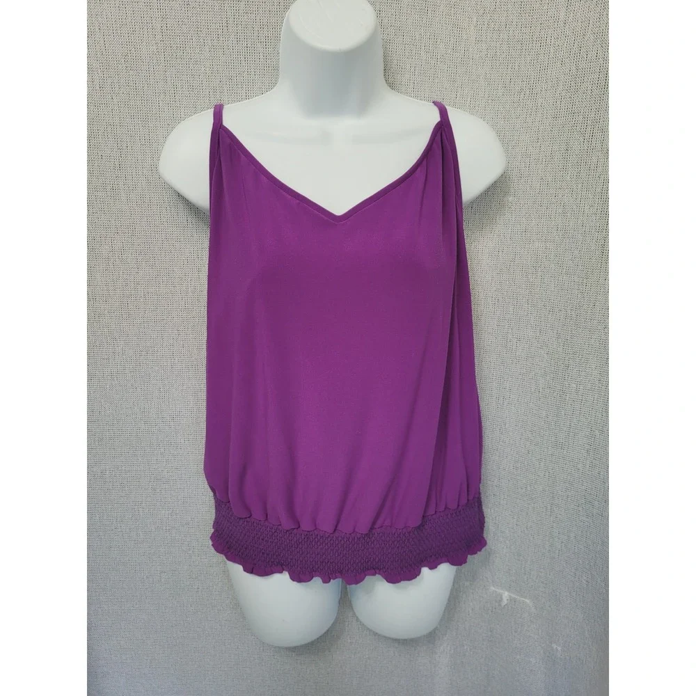 Magicsuit Swim Top Womens 14 Tankini Purple Smocked Blouson Adjustable Straps